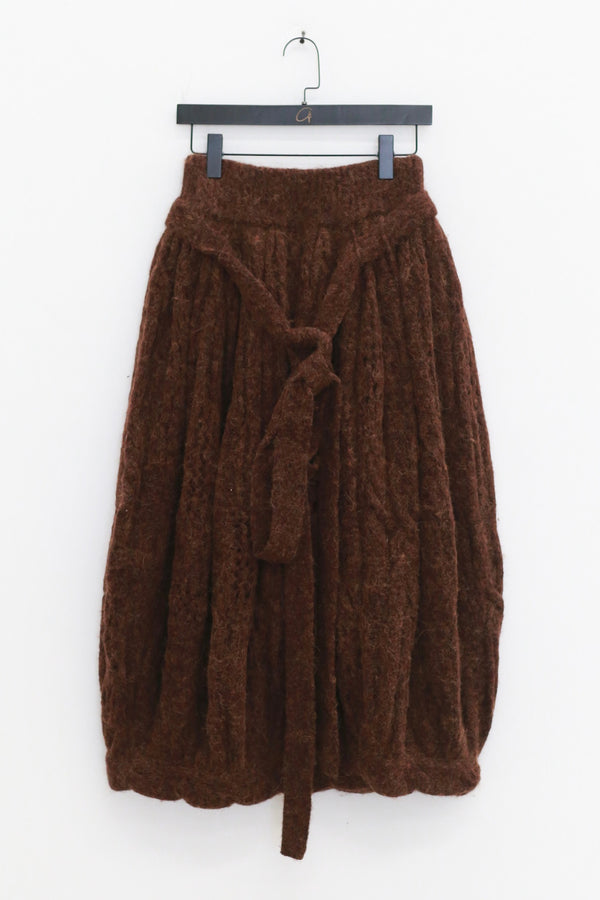 NAN KNITS 25 Autumn and Winter Cable Knit Thick Needle Pleated Skirt NAN-N25AWSK18BRO-ZONG Brown